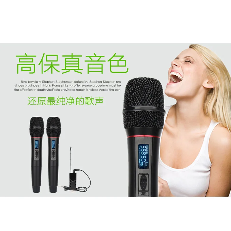 Wireless Microphone One Tow Two U Segment Anti-howl with Receiver Stage Home KTV Outdoor Conference Performance Microphone