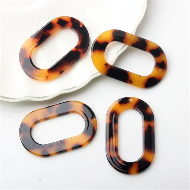 10Pieces New Creative Acetic Acid Geometric Oval Charms Connectors Diy Pendant Earrings Hairpin Jewelry Making Resin Accessories