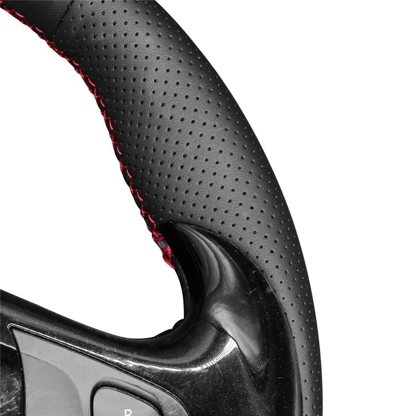 Black Faux Leather Car Steering Wheel Cover for Renault Clio 4 2012-2016 Captur 2013-2016 Samsung QM3 2013-2015