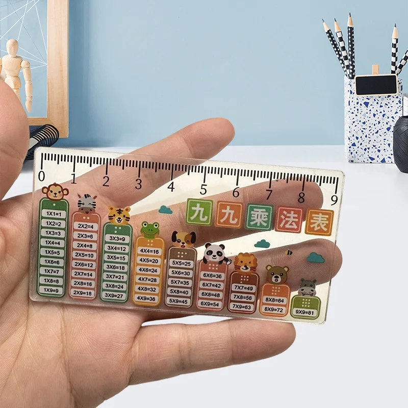 Portable Ruler Chinese Pinyin Alphabet & Multiplication Table Pocket Straight Ruler Learning Aid Ruler for School Supplies