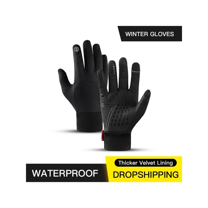 Winter Motorcycle Cycling Gloves Outdoor Sports Running Warm Touch Screen Gym Fitness Full Finger Knitted Magic Glove For Men