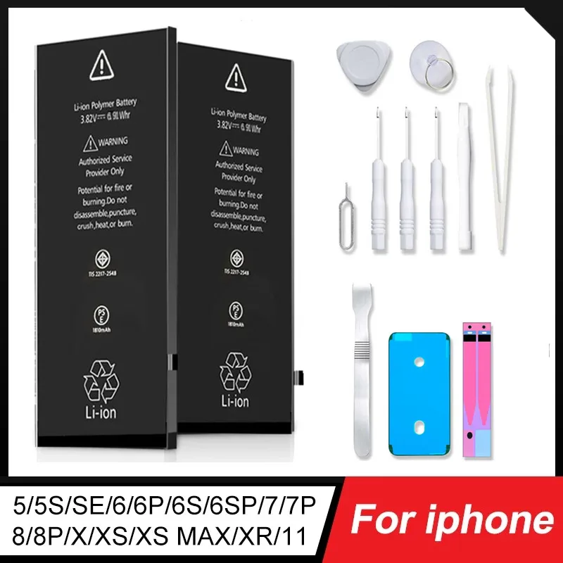 

100% New Zero-cycle Battery for IPhone 5S 5 6S 6 7 8 Plus X SE SE2 XR XS 11 12 13 Mini 14 Pro Max Replacement Bateria