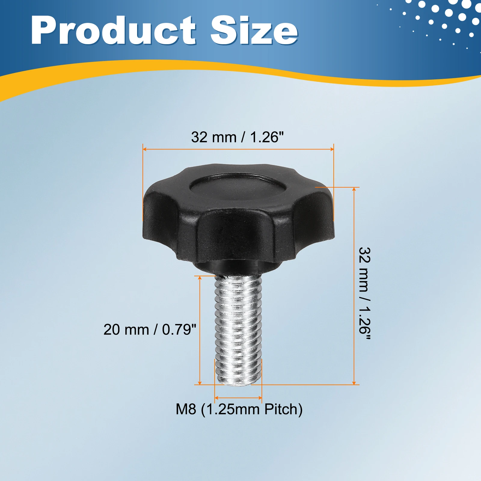 2/4/6Pc Star Knob Handles Male Thread Metric Carbon Steel Threaded Bolt Hand Tightening Clamping Screw for Woodworking Jig M6 M8