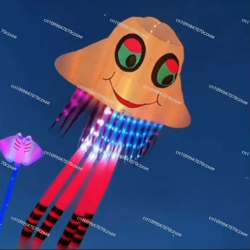 New Luminous Kite, LED 15m Luminous Jellyfish Kite, 40D Nylon Umbrella Cloth
