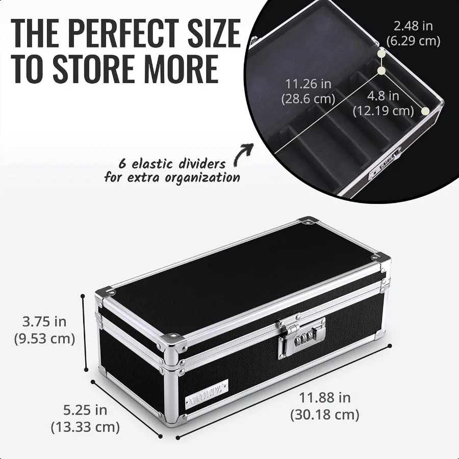 Caja de almacenamiento de medicamentos con cerradura de combinación 3,75 x 11,88 x 5,25 Negro VZ03480