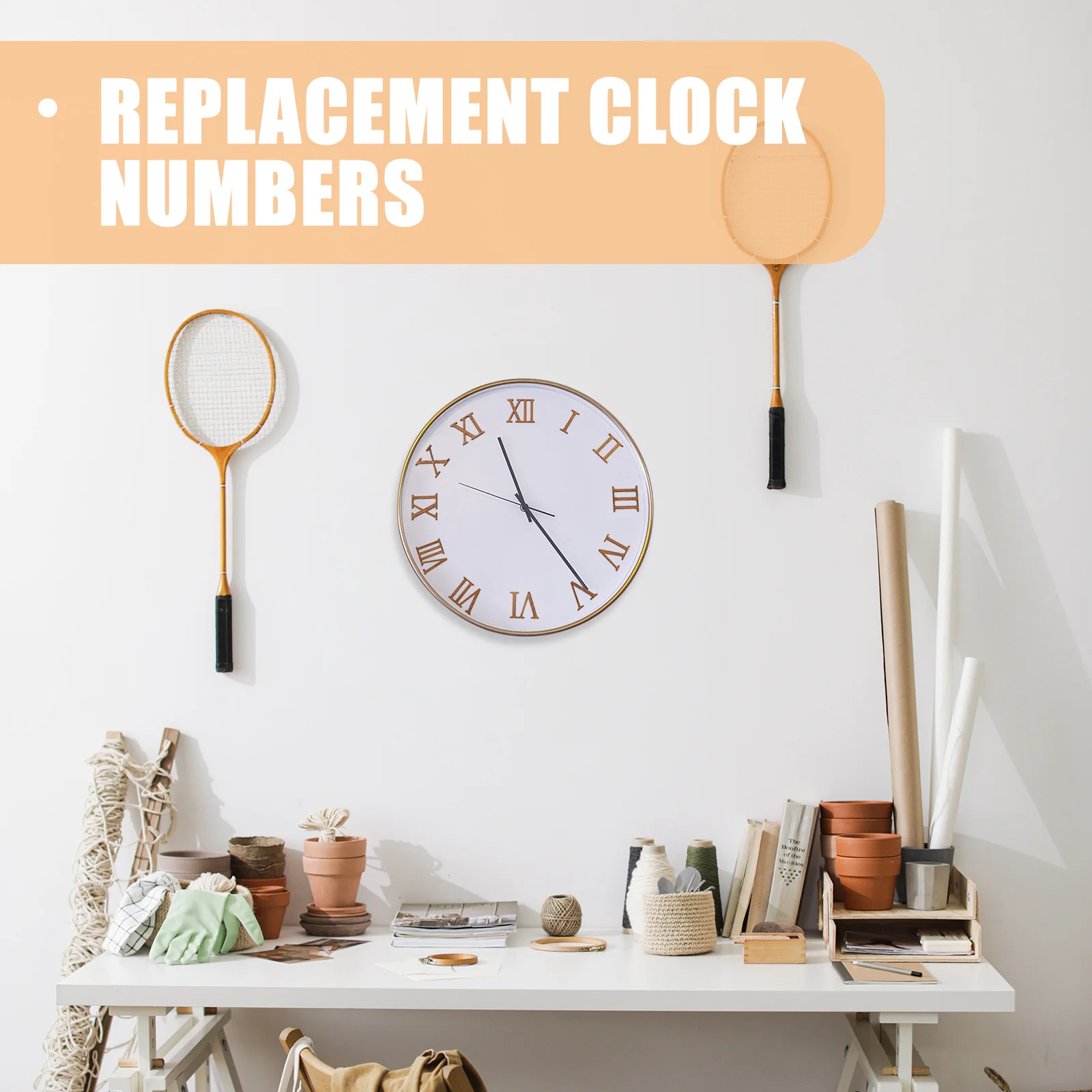 

12Pcs Clock Numbers Kit Roman Numerals Wooden Replacement Parts for DIY Wall Clock Repair Hands Replacement Parts