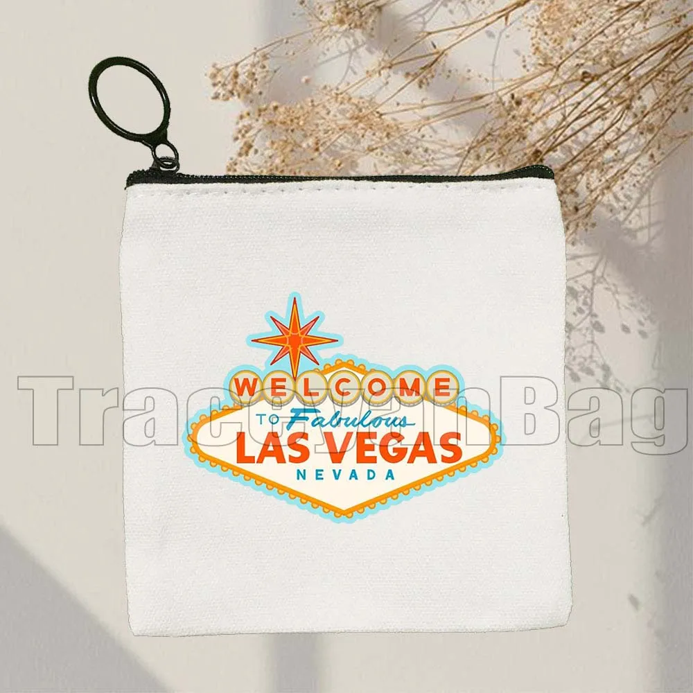 أمريكان نيويورك رائع لاس فيغاس مدينة نيفادا الملونة لطيف هدية قماش محفظة نسائية للعملات المعدنية حقيبة صغيرة مربعة مفتاح حافظة للبطاقات محفظة الحقيبة