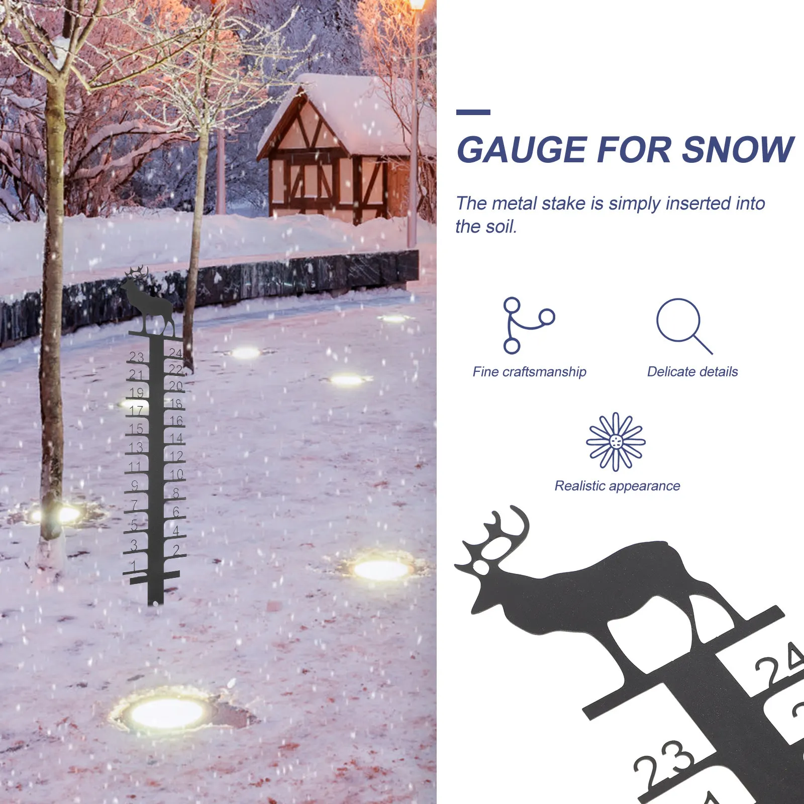 

Рождественский снегомер с металлическим дизайном в виде животных, уличная линейка для измерения снега для сада, двора, патио, зимний декор, втыкаемый в землю