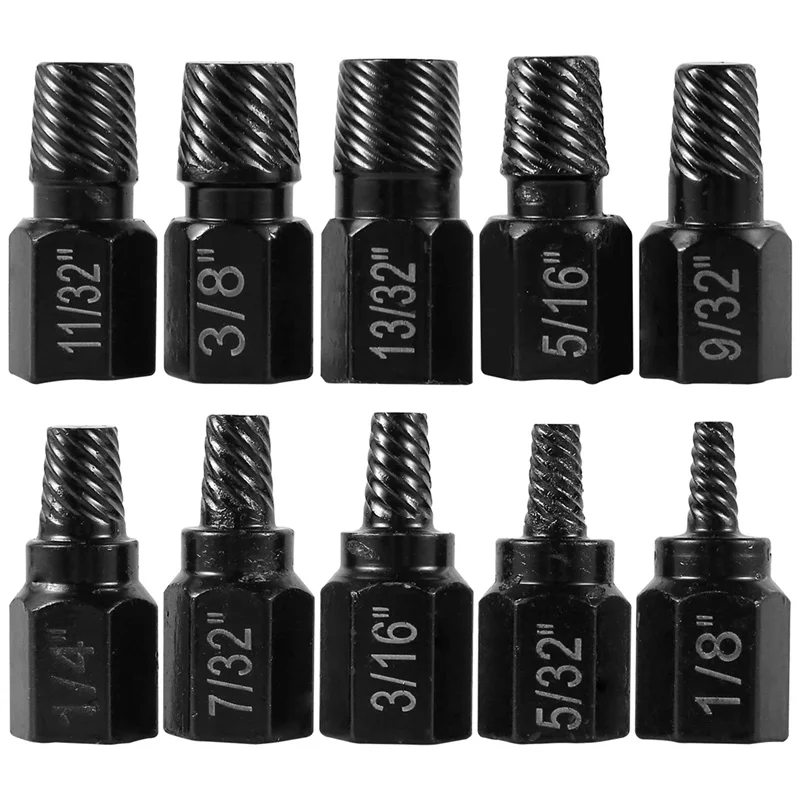 10Pcs Screw Extractor Kit Alloy Steel Damaged Screw Remover Set Metal Easy Out Drill Bits Bolt Stud Multi-Spline Screw Extractor