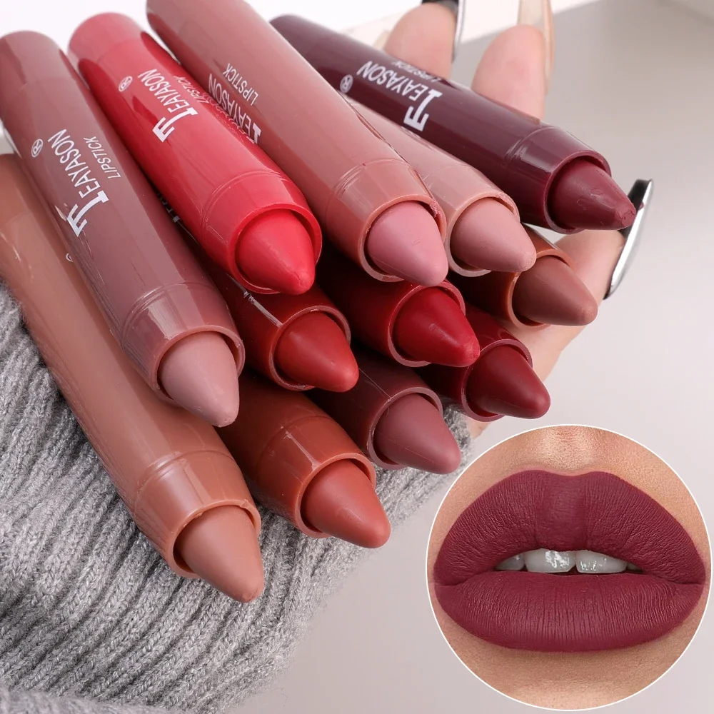 Lápiz labial mate de terciopelo, 12 colores, resistente al agua, de larga duración, Sexy, rojo, maquillaje, cosméticos