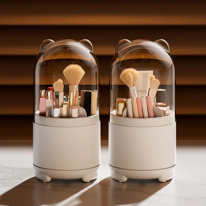 Hatsune Miku Makeup Brush Organizer Rotating Dust-Proof Desktop Pen Pencil Container Cartoon Storage Box Lipstick Shadow Holder