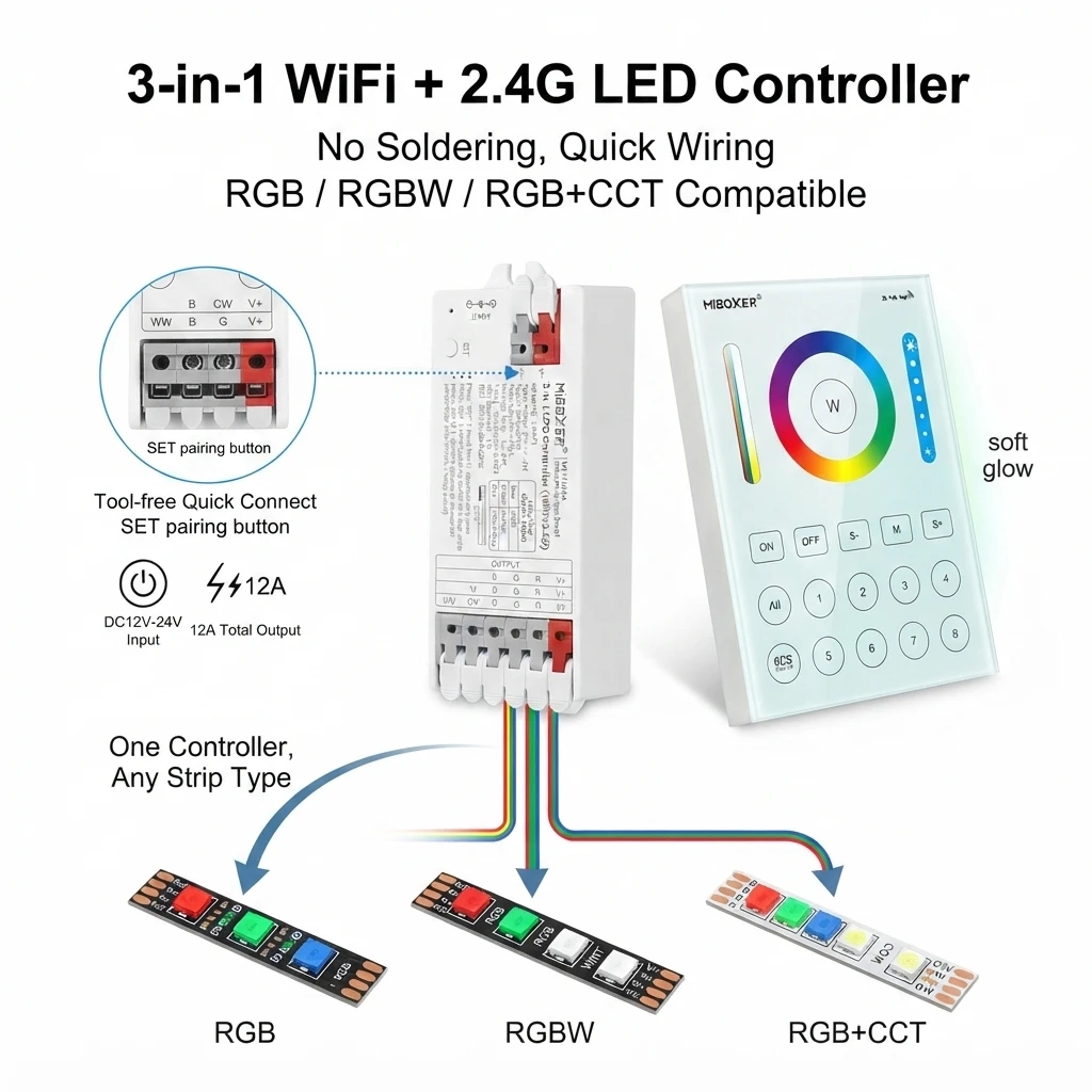 Miboxer E3-WR B0 B3 B4 B8 3in1 Smart WIFI+2.4GHzRF Tuya APP Voice Control Dimmer RGB RGBW RGBCCT LED Strip Controller