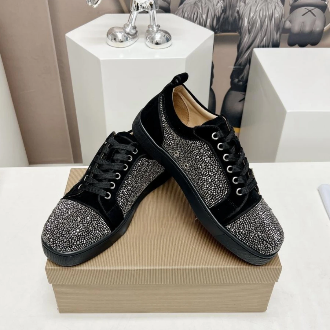 Summer Cl Riveted Shoes Lace-up Low Top Men's And Women's Board Shoes Street Shot Silver Nails Fashion Bling Single Flat Shoes