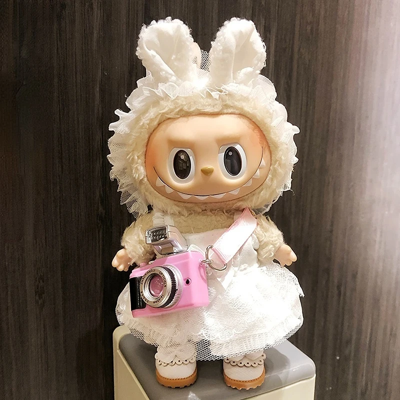 17cm Labubu Clothes Fashion Mini Camera Plush Hoodie Idol Dolls Jumpsuit Clothing Fans Overalls Accessories for Korea Kpop Exo