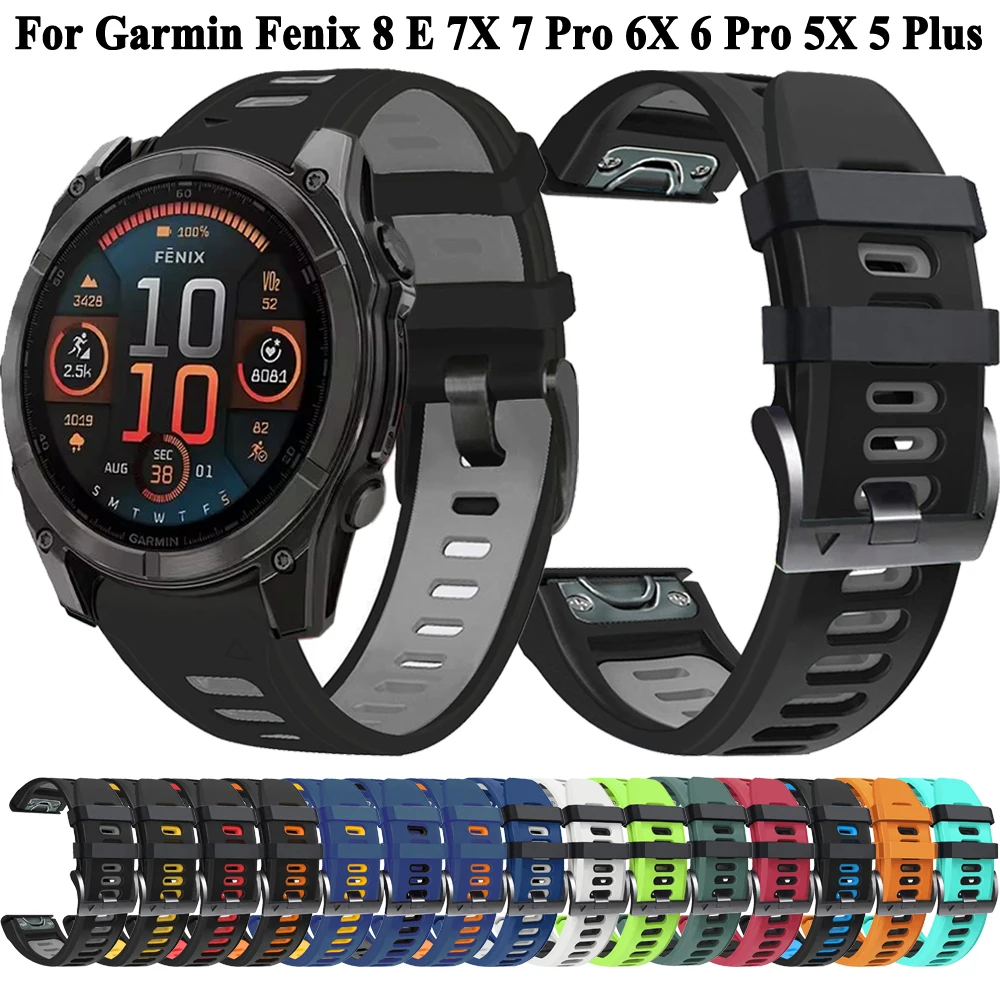 26 مللي متر 22 مللي متر سريعة تناسب حزام الساعات ل Garmin Fenix 8 Pro E 7X Pro 6X Pro 5X سيليكون المعصم الفرقة ل Garmin Fenix 8 7 6 Pro 5 Plus #3
