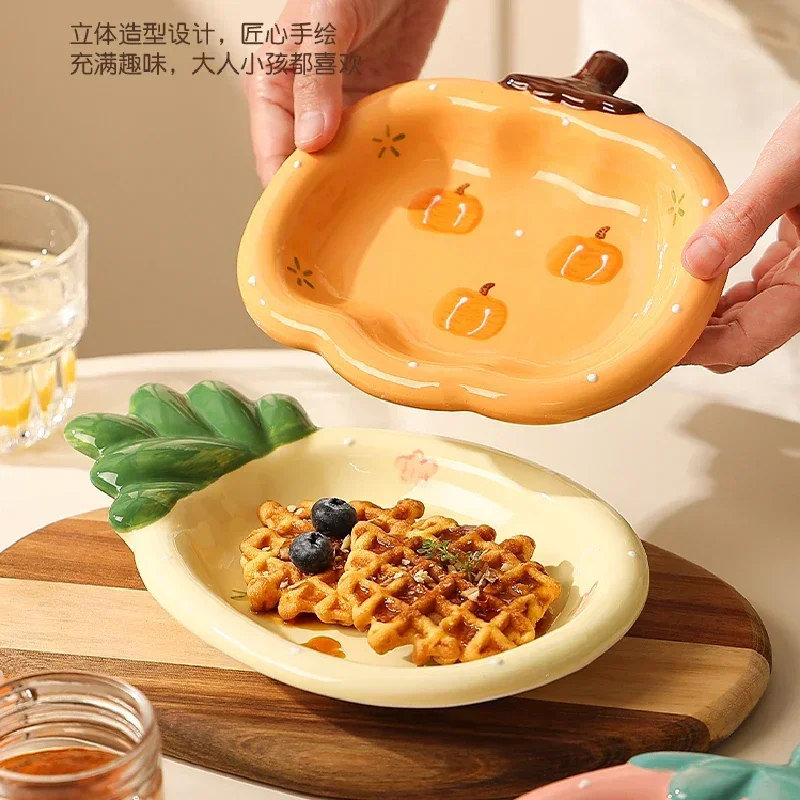 Ceramic Dessert Plates Fruit Plates Small Exquisite Breakfast Plates High-value Tea Tables Snack Trays Salad Trays and Tableware