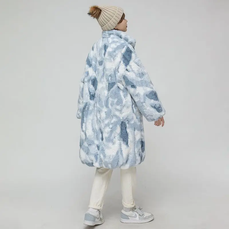 Women Red Otter Rabbit Fur Mink Coat Mid-length Winter  Thickened Coat Loose Furry Faux Fur Warm Comfortable Cold Protection