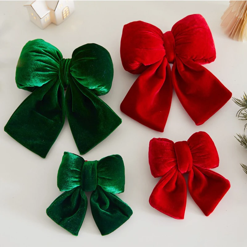 Grüne Samt Weihnachten Bögen Bogen Knoten Baubles Weihnachten Baum Anhänger Hängende Ornamente Für Kranz Festival Neue Jahr Party Wohnkultur