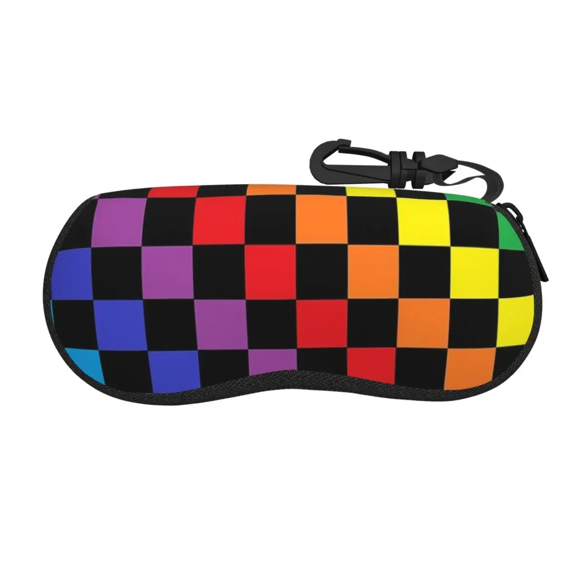 Checkered Rainbow Black Shell Glasses Case Portable Sunglasses Box Women Men Soft Eyeglass Bag Pouch