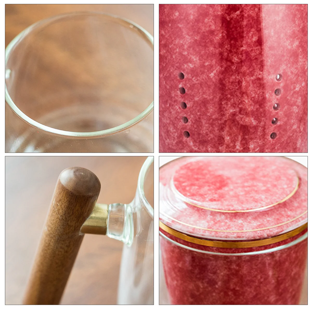 

Anti-Scald Glass Tea Mug 400ml Wooden Handle Lidded Milk Coffee Cup Transparent Body Home Office Drinkware Glass Tea Cup