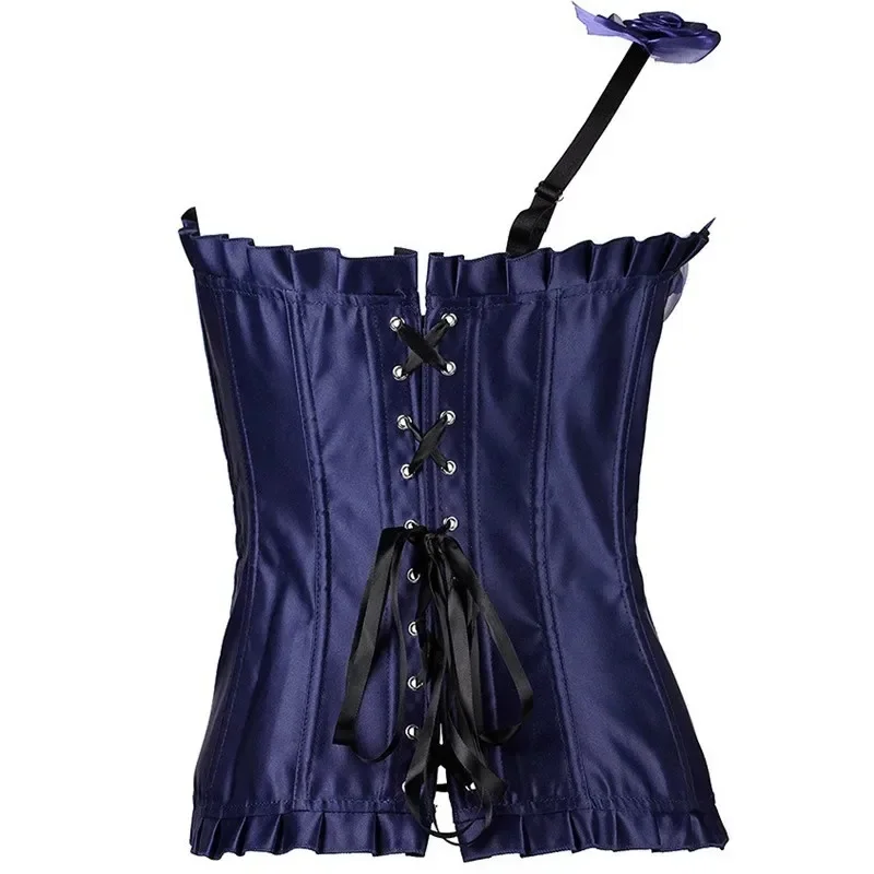 เบอร์เลสก์คอร์เซ็ตเสื้อรัดทรงโอเวอร์เบลล์และเสื้อรัดทรงสตรีแบบผูกเชือกเสื้อรัดทรงชุดรัดรูปเซ็กซี่ Tali bahu เดียว