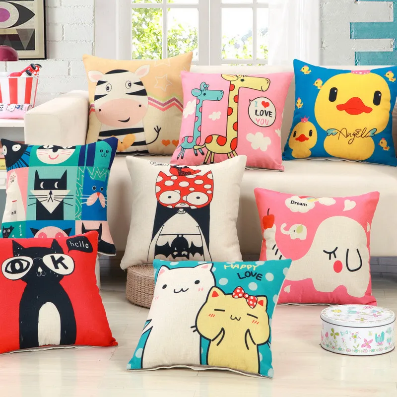 

45x45cm Cartoon Animal Printed Sofa Car Seat Cushion Cover Home Children Bedroom Party Decoration