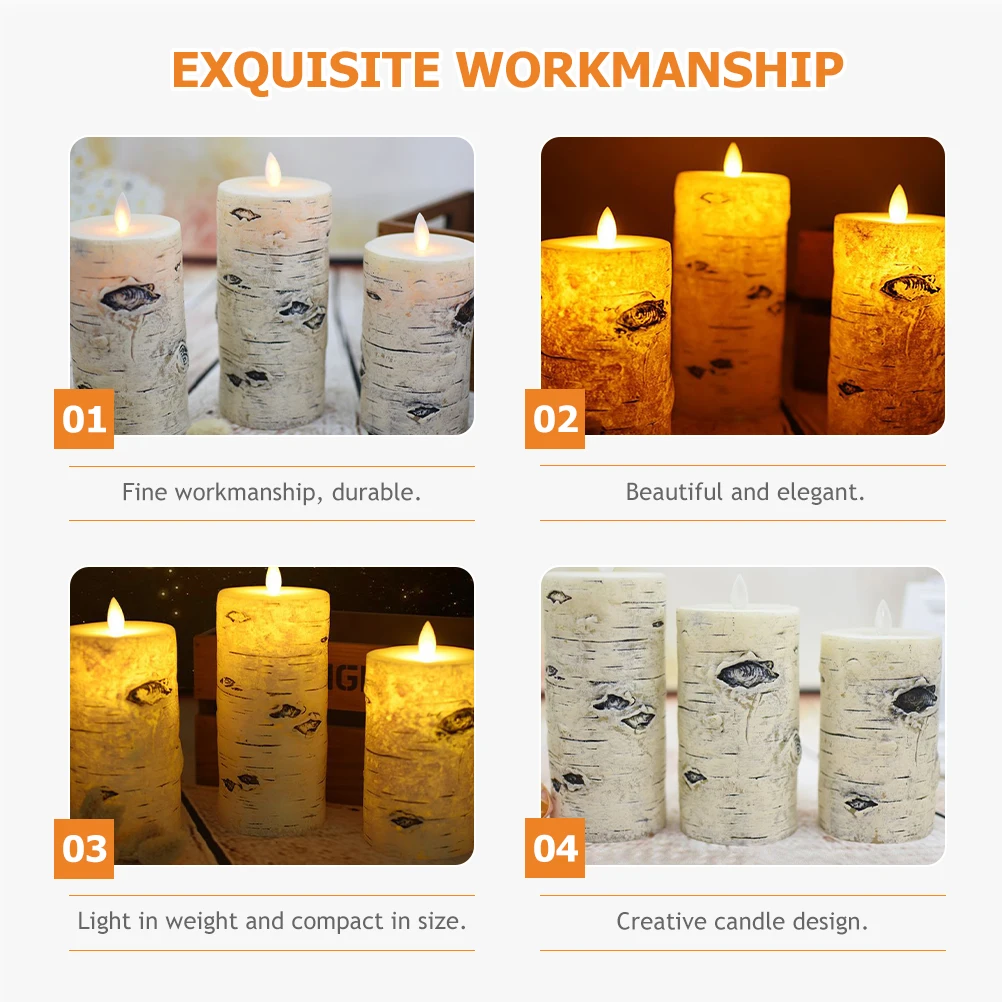 

LED Light Flameless Tealight Simulated Bark Flickering Decorative Lamp for Bars Weddings Atmosphere