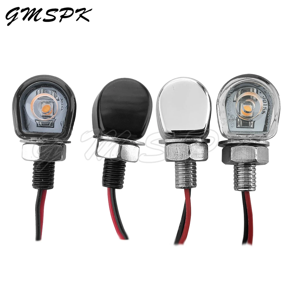 

2/4X 8mm LED Motorcycle Mini Turn Signal Blinkers Light Amber Indicator Flashing Lamp Universal Fit for Harley Honda Suzuki 12V