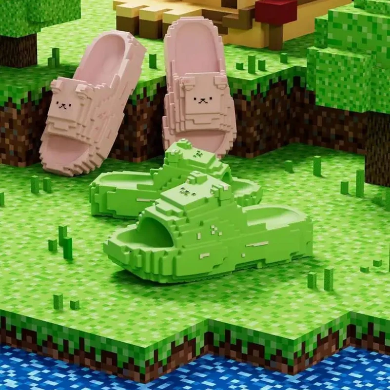 Outdoor Building Block Slippers for Women Summer Thick-Soled Home Sandals Bathroom Non-Slip Couple indoor household Shoes