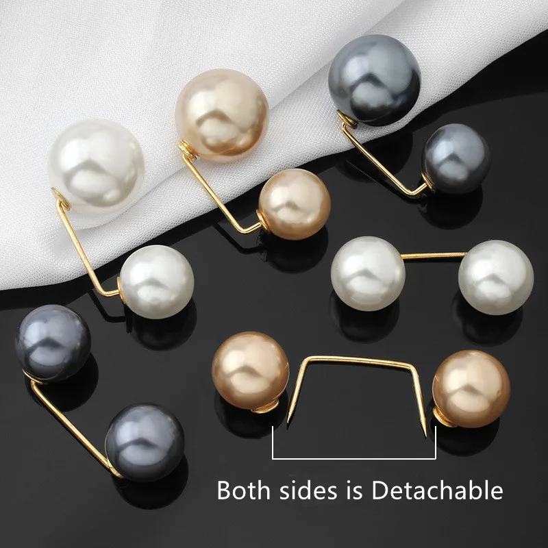 5PCS/Set Waistband Pin Accessories Pearls Crystal Gold Brooch Waist Tighting Clap Anti Exposed Safty Pins Small Pin Fixed Buckle