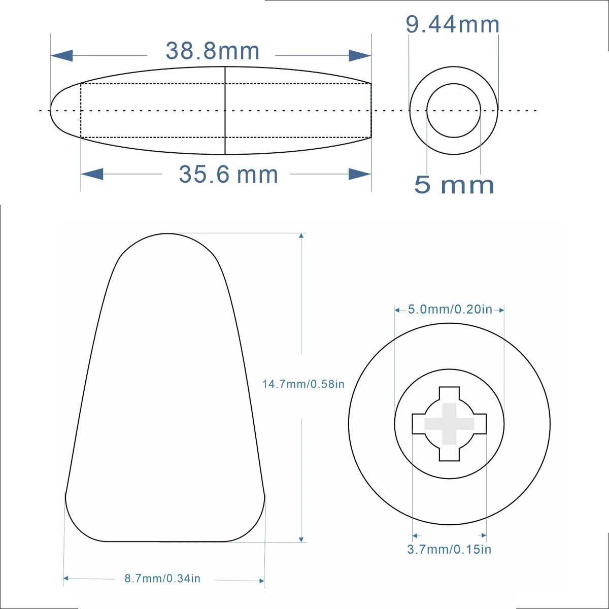 FLEOR Set mit 2 Tone 1 Volume ST Gitarren-Bedienknöpfen, 18 Splines und Switch-Tipps, Gitarrenteile-Zubehör – Detail 2
