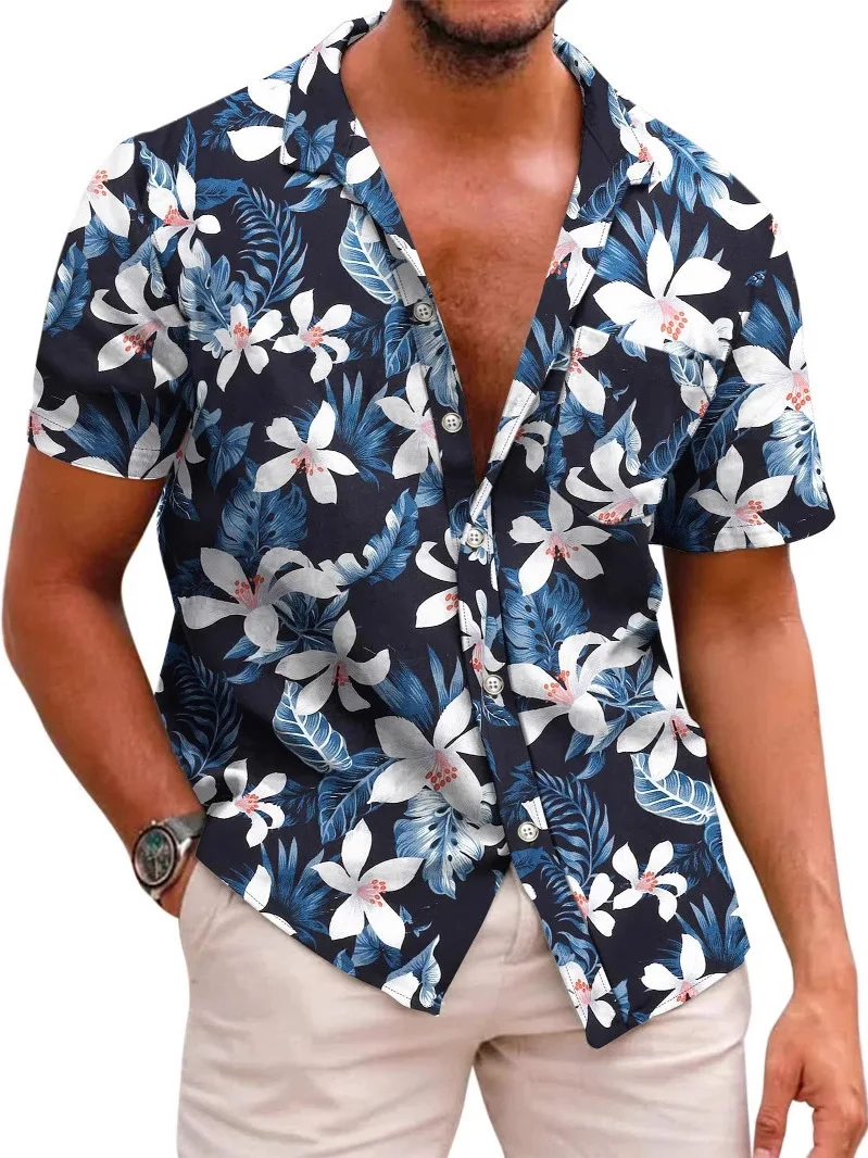 

Men's Casual Summer ort Sve irt Digital Print Beach Large Size Breathable Loose Fit Commute Sle Youth Faion