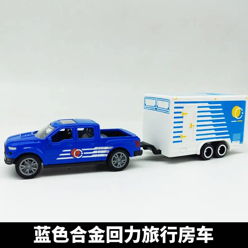 Modèle de voiture de ville en alliage pour enfants, remorque tout-terrain rétractable, jouet pour bébé avec portes ouvrantes, voiture de camping