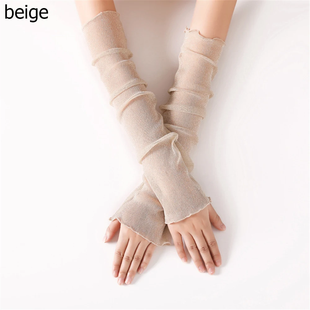 Summer UV Breathable Thin Driving Gloves Sun Protection Sleeves Sunscreen Long-Sleeved Mesh Lace Gloves