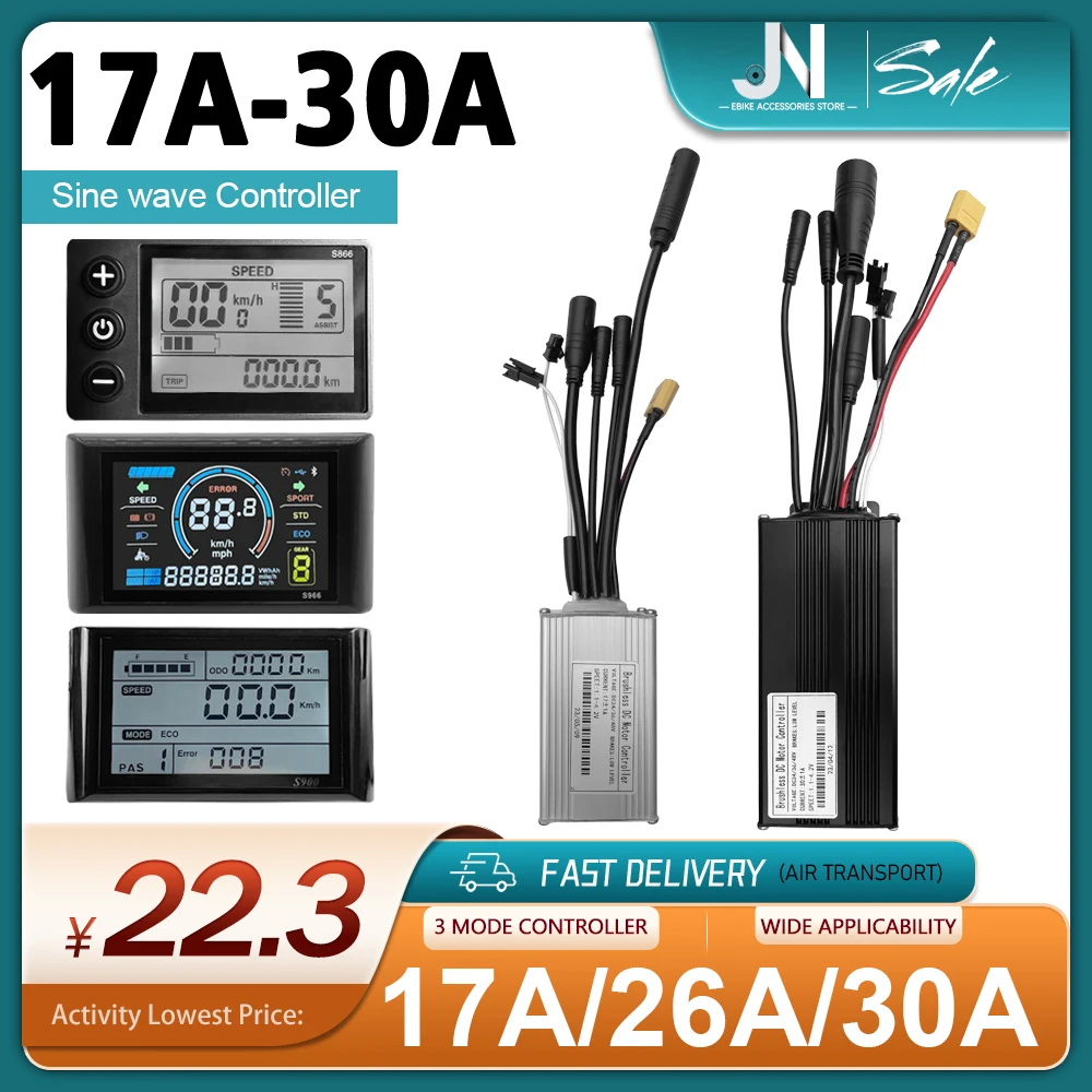 Three-Mode 17A/26A/30A WP Plug Sine Wave with 36V 48V S866/S966/S900 Display Use for Electric Scooter 250W-1000W Motor Parts