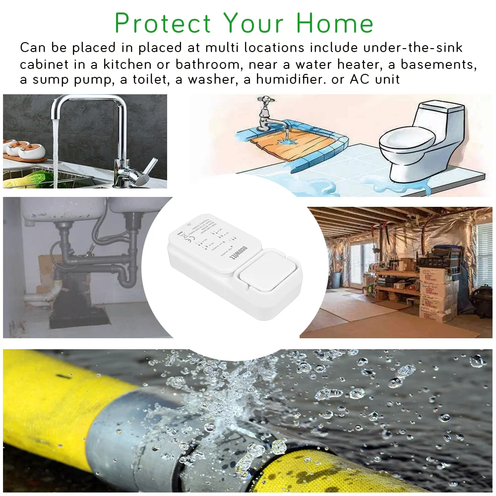 Imagem -06 - Ecowitt-wireless Water Leak Detection Sensor Multi-channel Alarme de Áudio Alto Apenas Acessórios Não Pode Ser Usado Sozinho Wh55