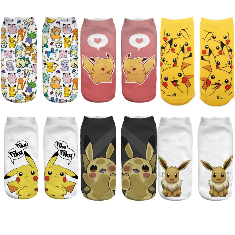 New Pokemon Pikachu Cotton Socks Pokemon Squirtle Charmander Bulbasaur Anime Cosplay Men Women Ankle Cotton Socks Christmas Gift