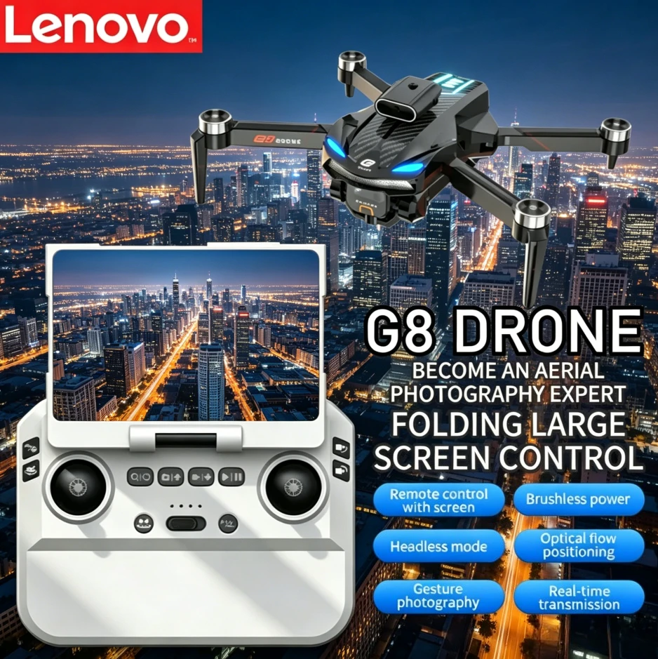 

Lenovo G8 4.3 Inch Screen RC Drone Brushless Obstacle Avoidance Foldable Aerial Quadcopter Colorful Light ESC Servo