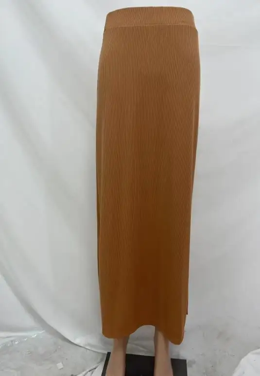 2026 New Autumn Fashion Elegant Temperament Style Solid Color Simple High Waist Side Slit Design Women's Knitted Skirt