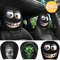 Smiley Face Printed Car Pillowcase Soft Comfortable Decorative Cushion Cover Auto Seat Headrest Washable Polyester Fabric