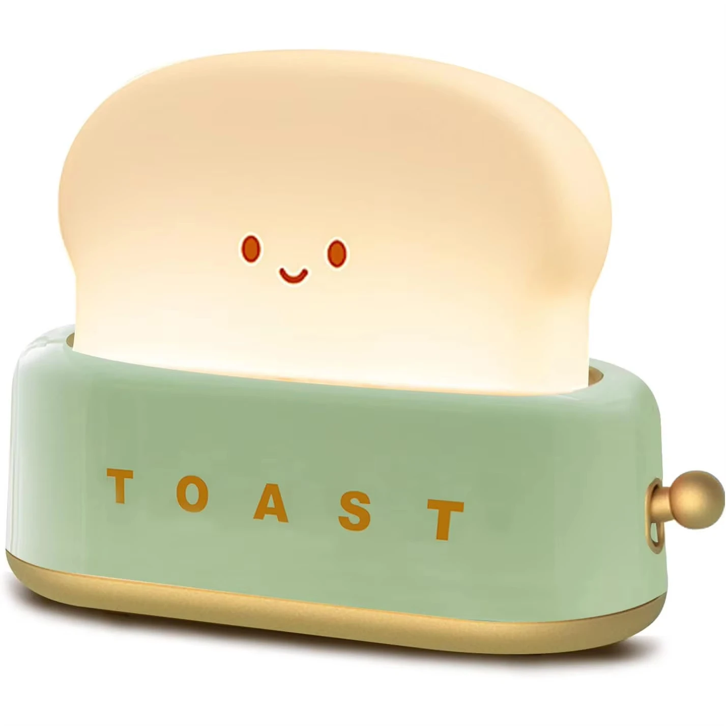 Veilleuse grille-pain mignonne et Rechargeable, lampe de chevet en forme de Toast avec visage souriant, décoration de bureau à intensité variable, chambre à coucher, salon, cadeau