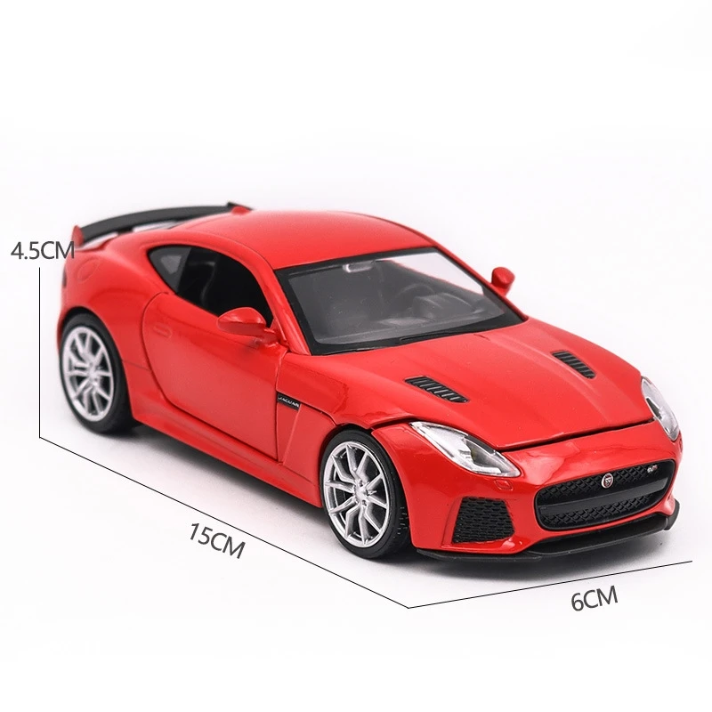 1/32 Jaguar F-Type Toy Car Model RMZ City Diecast Metal Vehicle Miniature Sound & Light Pull Back Collection Gift For Kid Boys