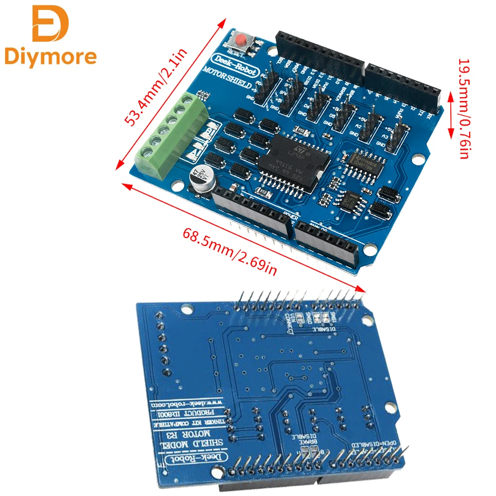 L298P Shield DC Motor Driver Shiled Board โมดูลไดรฟ์บอร์ดขยายสําหรับ Arduino Board Shield Relay