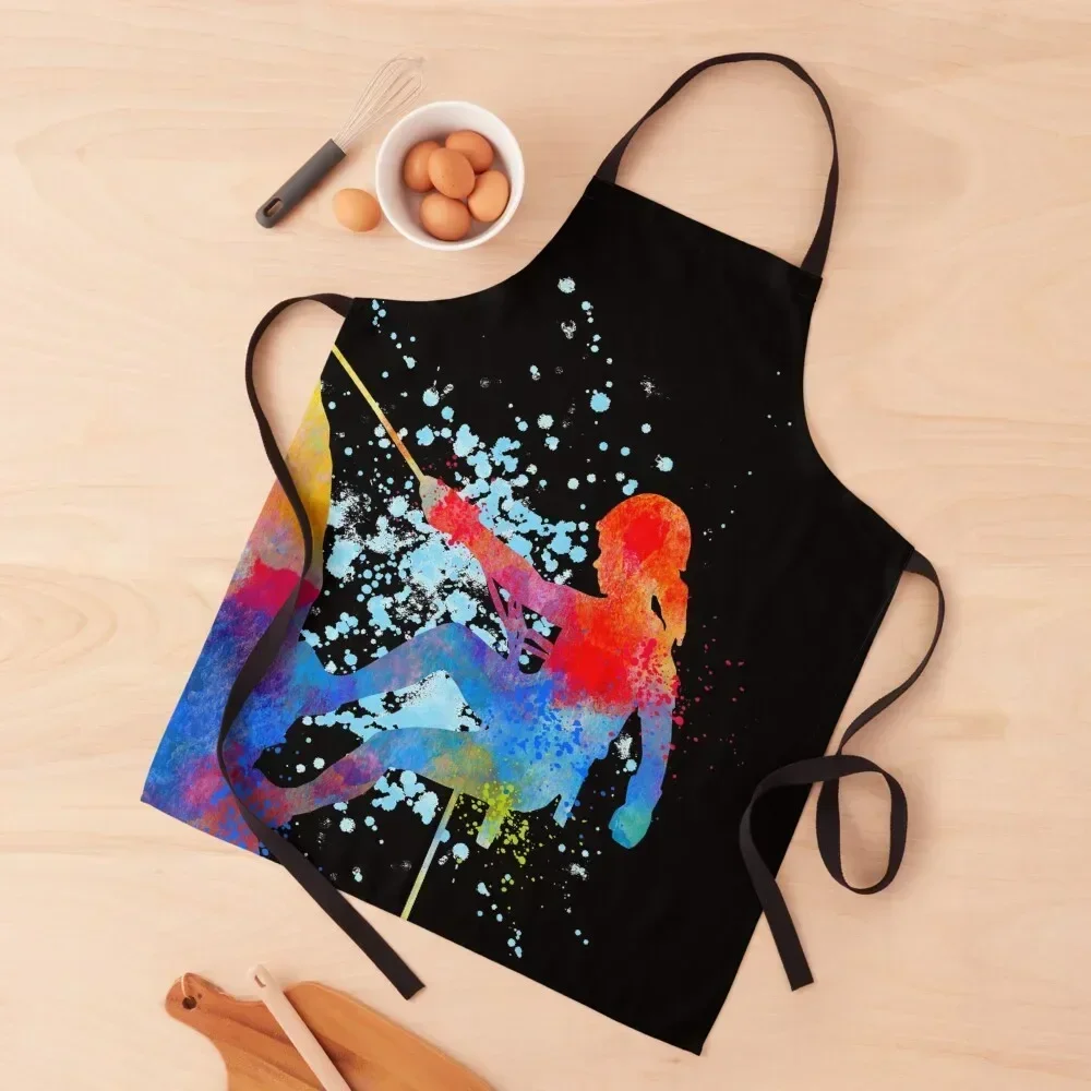 

Rock Climbing Girl, Watercolour Sports, Climber Gifts Apron For Home Accessories Woman Work japanese style Kitchen Apron