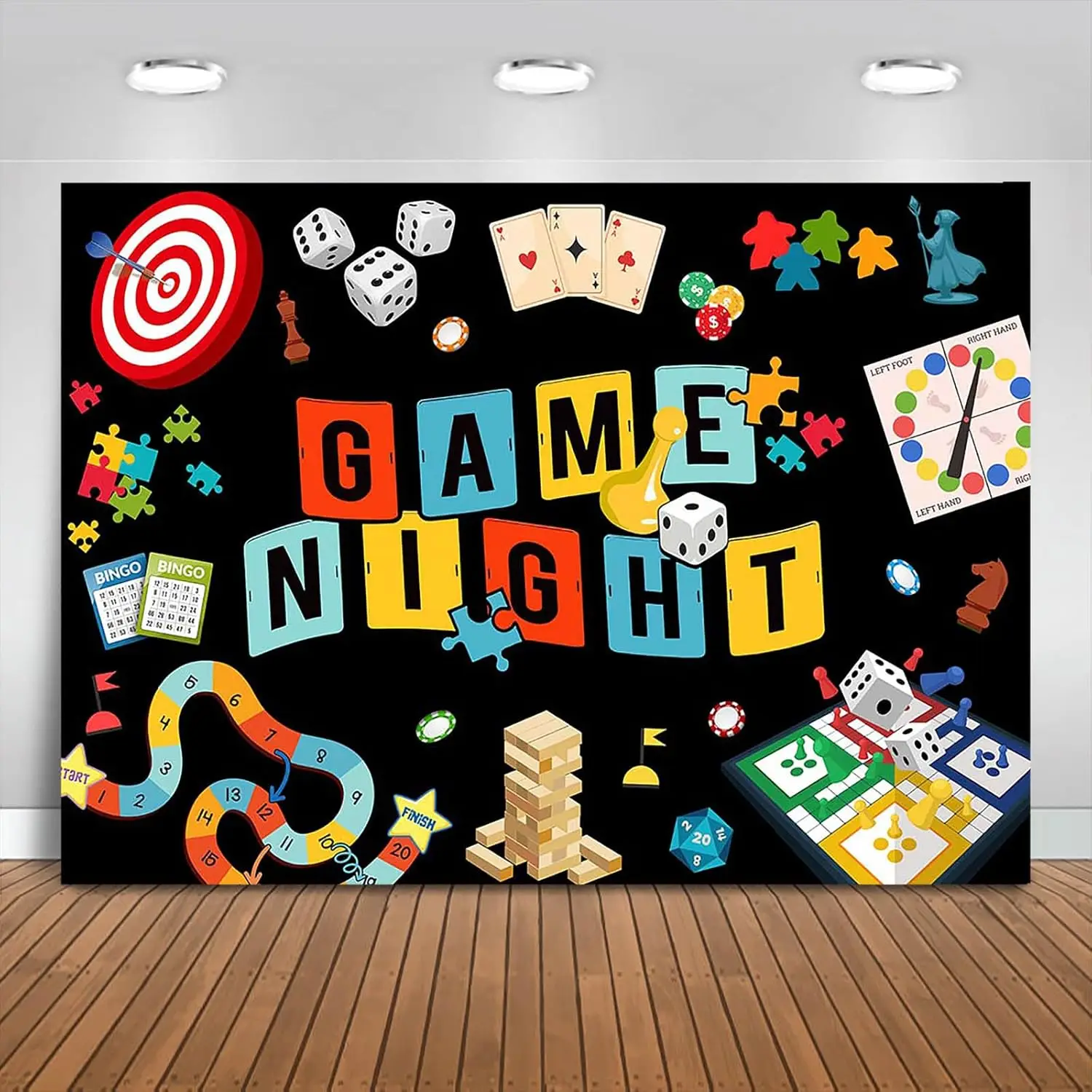 Game Night Photography Backdrop Board Game Party Decorations Background for Adults Chess Card Game On Banner Photo Booth Props