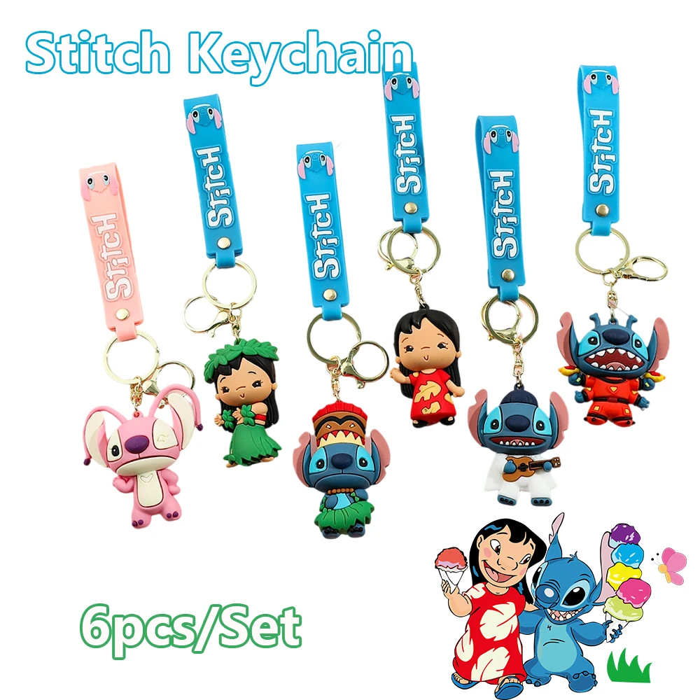 Stitch Hula Schlüsselanhänger, PVC-Figur der tropischen Serie, Disney Lilo & Stitch Dancing in Jungle Grass Rock Schlüsselanhänger, Hawaiianisches Thema Ba