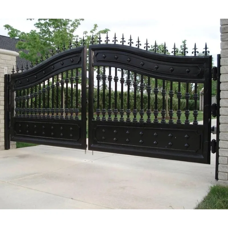 فيلا مستعملة من الحديد الحديث الأوتوماتيكية الفاخرة الصلب فيلا حجم مخصص بوابات درب متأرجحة تصاميم البوابة الرئيسية من الحديد المطاوع #5