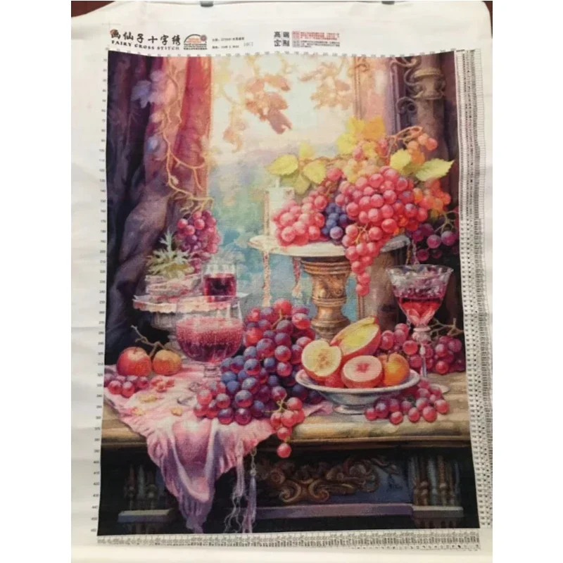 [ZZ3908-Fruit Feast] Stamped Cross Stitch Kit 11CT 14CT 16CT Pre Printed Canvas Cotton Thread DIY Embroidery for Home Wall Decor