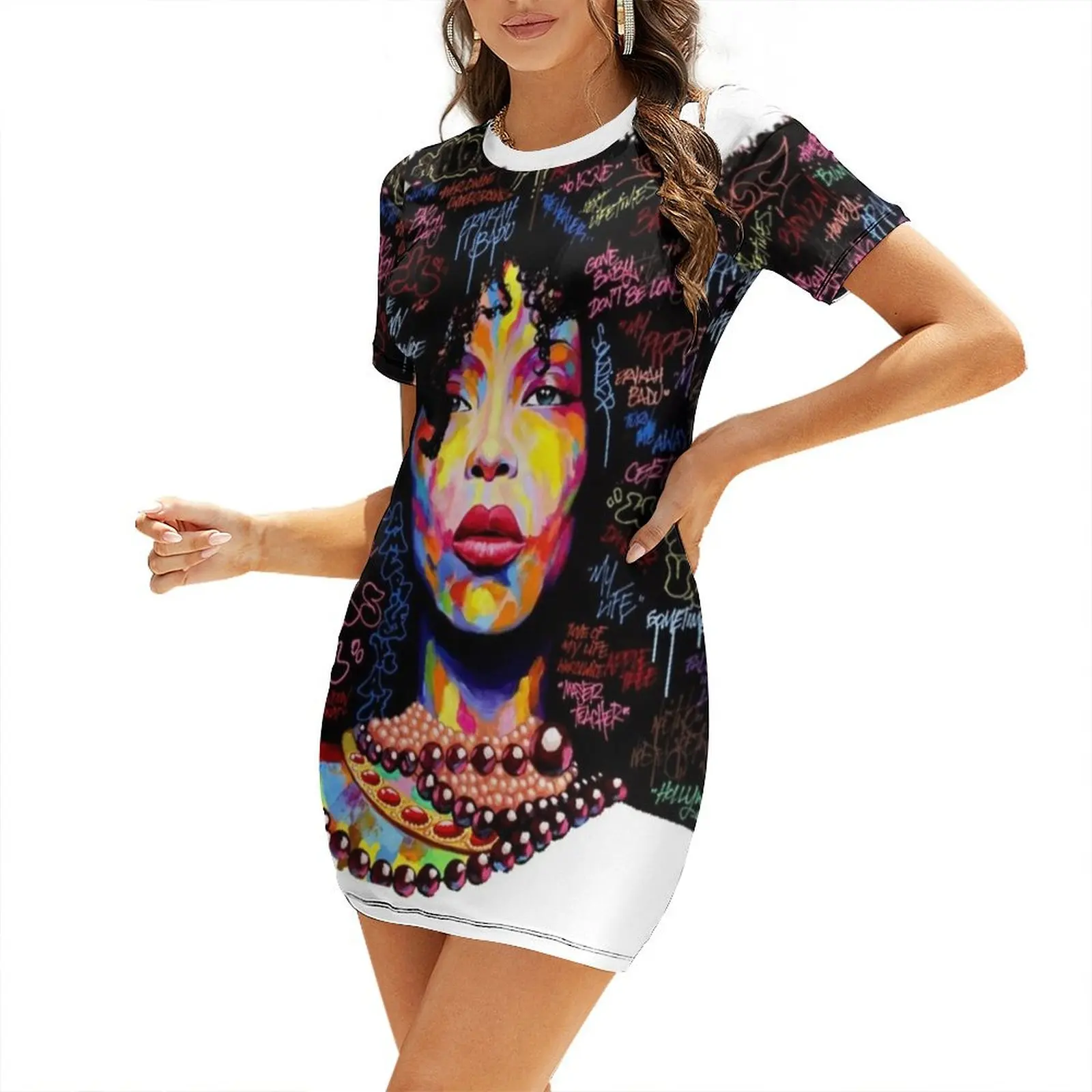 

Graffiti Hair Short Sleeved Dress festival outfit women Long dress woman Dress