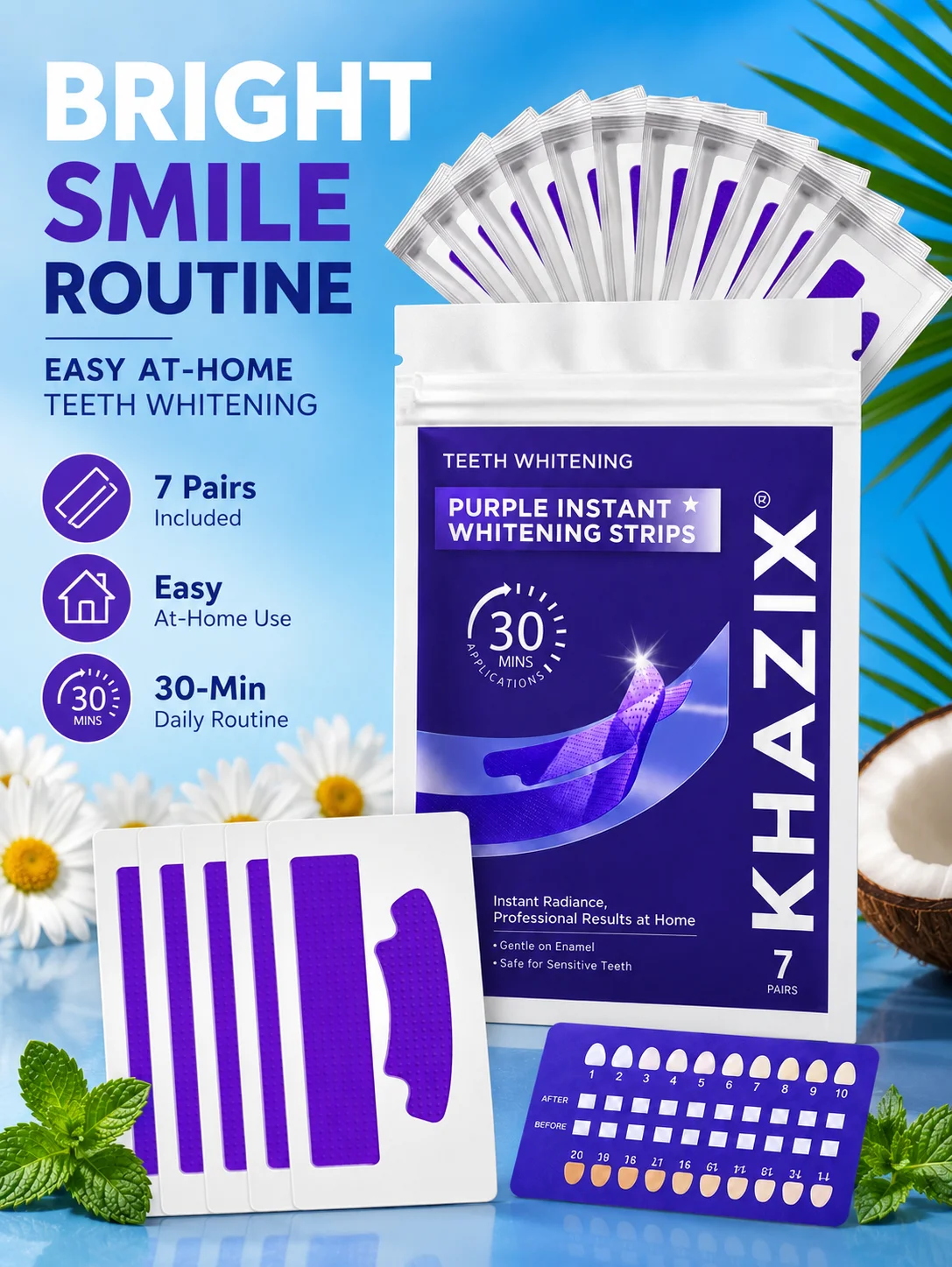 7 pairs Dental Care Strips Oral Hygiene Teeth Patch Fresh Breath Mouth Cleaning Strips for Daily Use
